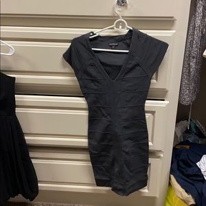 Express body contouring gray fitted dress